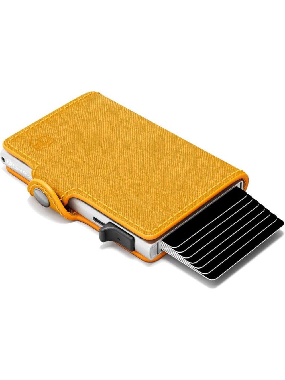 Slim RFID Wallet for Women - Stylish Pop-Up Card Holder in Saffiano Orange